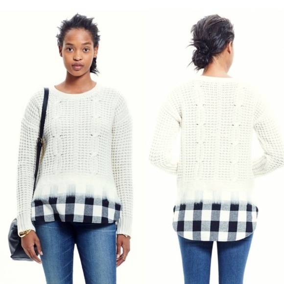 Madewell Sweaters - Madewell Winterblend Knit Buffalo Plaid Sweater XS